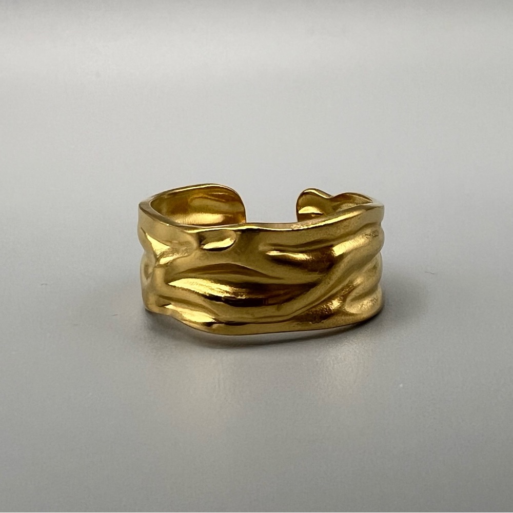 Fabric Texture Ring, Gold Tone